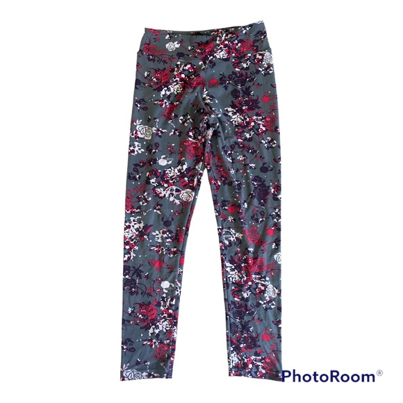 DISNEY Hidden Minnie Lularoe Womens One Size Floral Ankle Leggings. - Picture 1 of 7